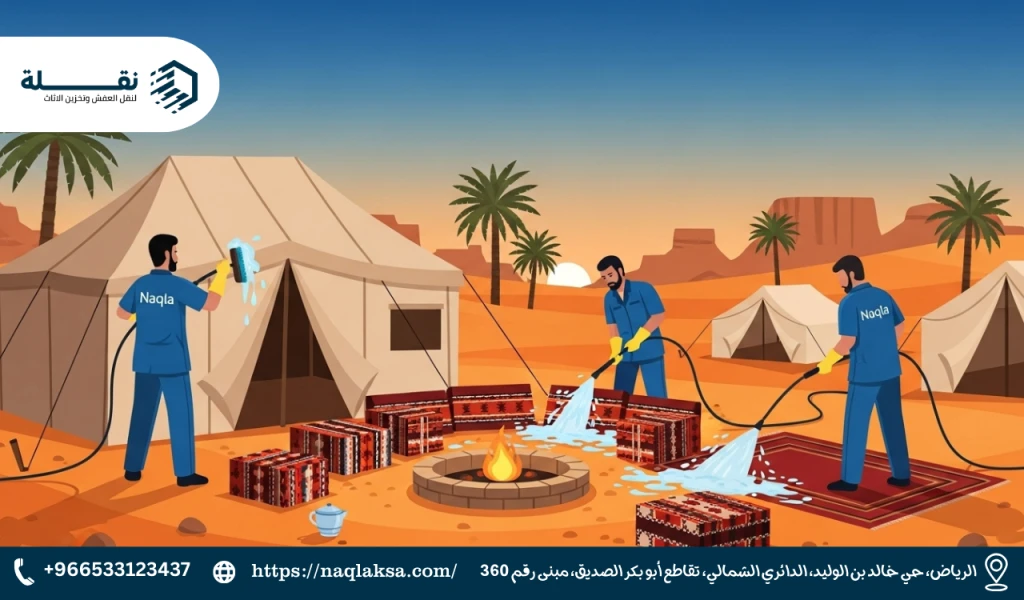 كيفية تنظيف وغسيل الجلسات والمفروشات في المخيم