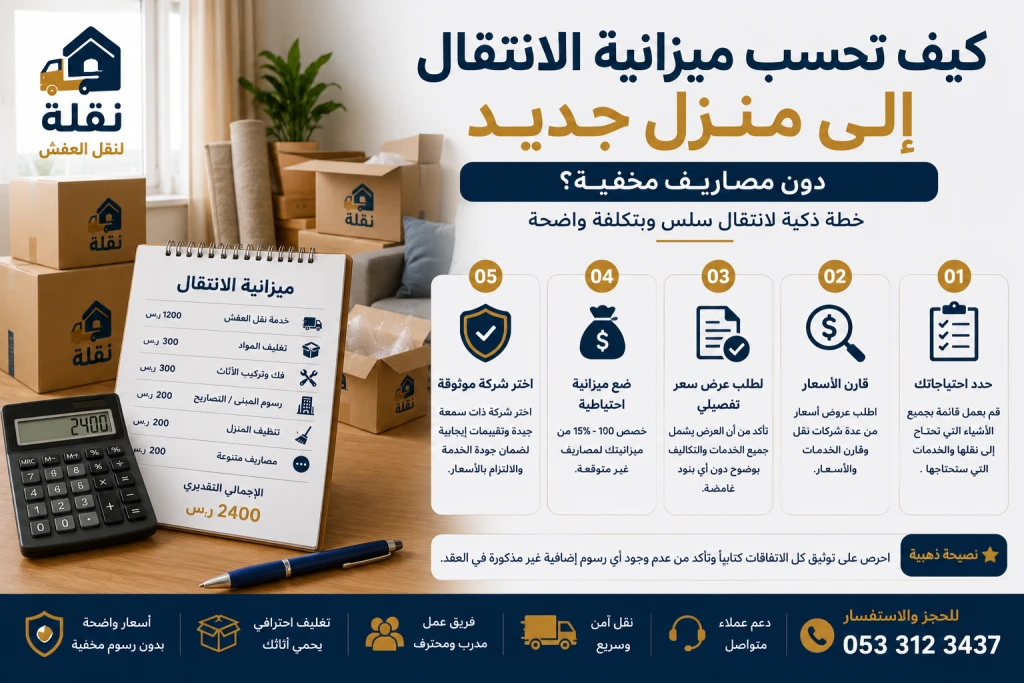صورة توضح كيفية حساب تكلفة الانتقال إلى منزل جديد في الرياض